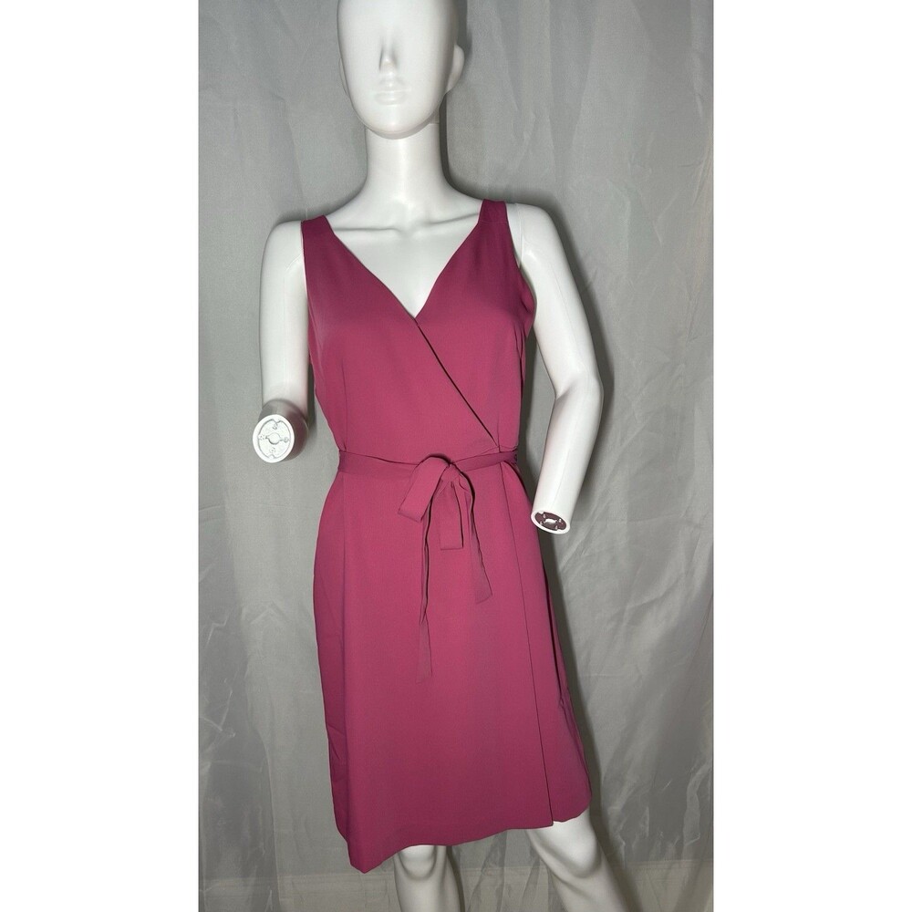 Ann Taylor Women’s Faux Wrap Sheath Dress Fuschia Pink Size 6 Petites Belted